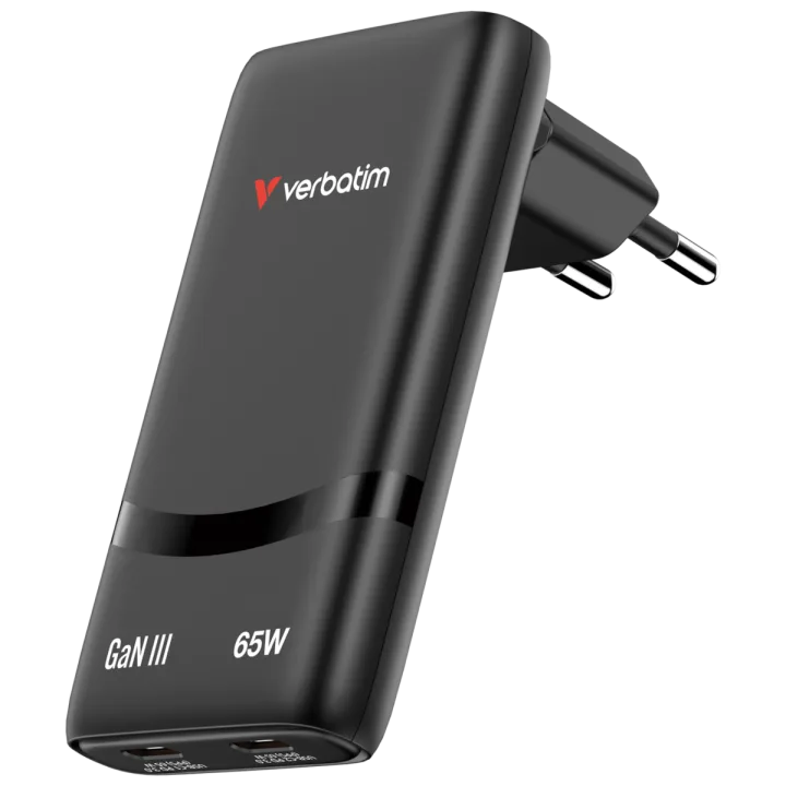 Verbatim Fold ´n´ Go GaN Charger 65W EU plug Black