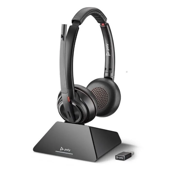 Poly Plantronics Savi 8220 UC USB-A mit CS Headset, kabellos, inkl. USB Dongle, Unified Communication optimiert