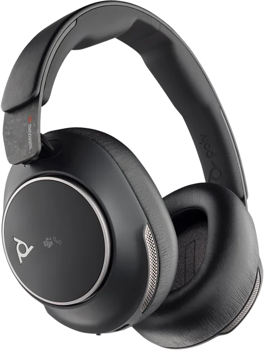 Poly Voyager Surround 80 UC BT Headset, MS Teams zertifiziert Hybrid Active Noise Cancellation, Sechs integrierte Mikrofone, 21 Stunden Sprechzeit, in