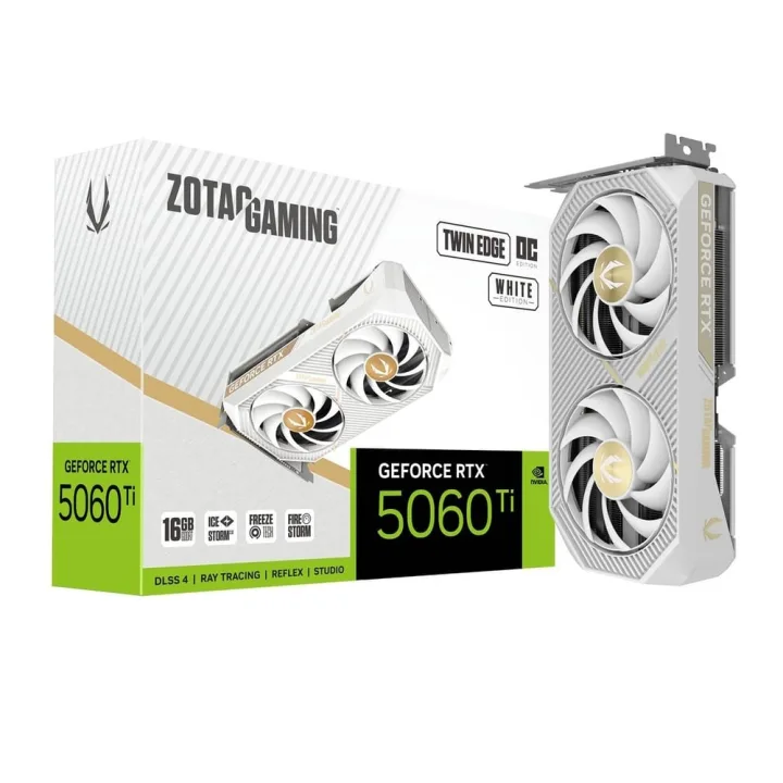 ZOTAC GeForce RTX 5060 TI 16GB Twin Edge OC White - 16GB GDDR7, HDMI, 3x DP