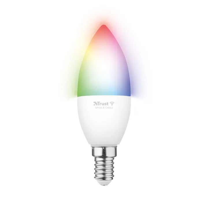 Trust E14 DUO-PACK LED RGBCW CANDLE WI-FI Smarte WiFi LED-Lampe, weiß und farbig, Fassung E14, von Ihrem Smartphone/Tablet zu steuern