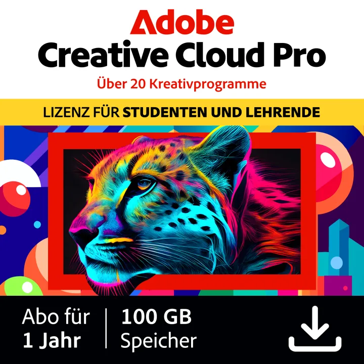 Adobe Creative Cloud Pro STE | 1 Jahr | 100GB | PC/Mac | Studierende und Lehrende
