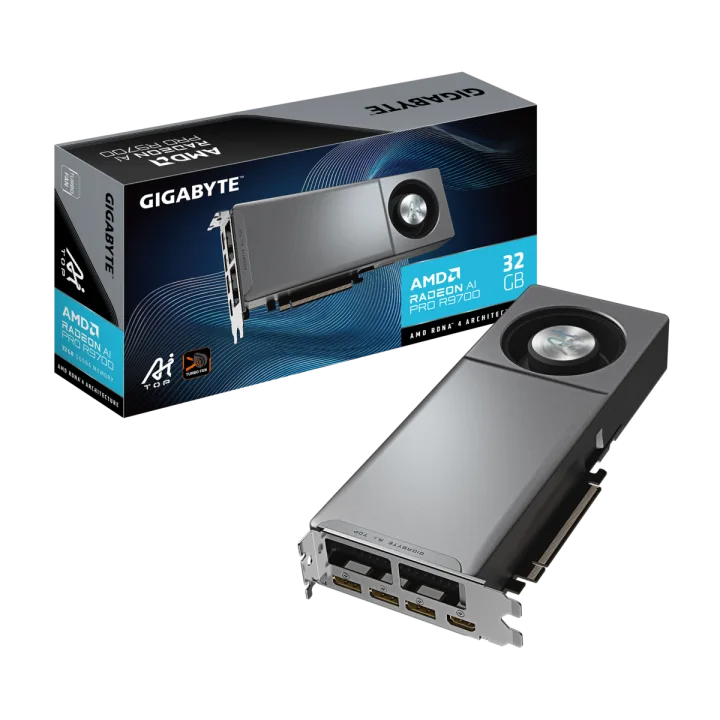 GIGABYTE Radeon AI PRO R9700 AI TOP 32G Grafikkarte - 32GB GDDR6, HDMI, 3x DP