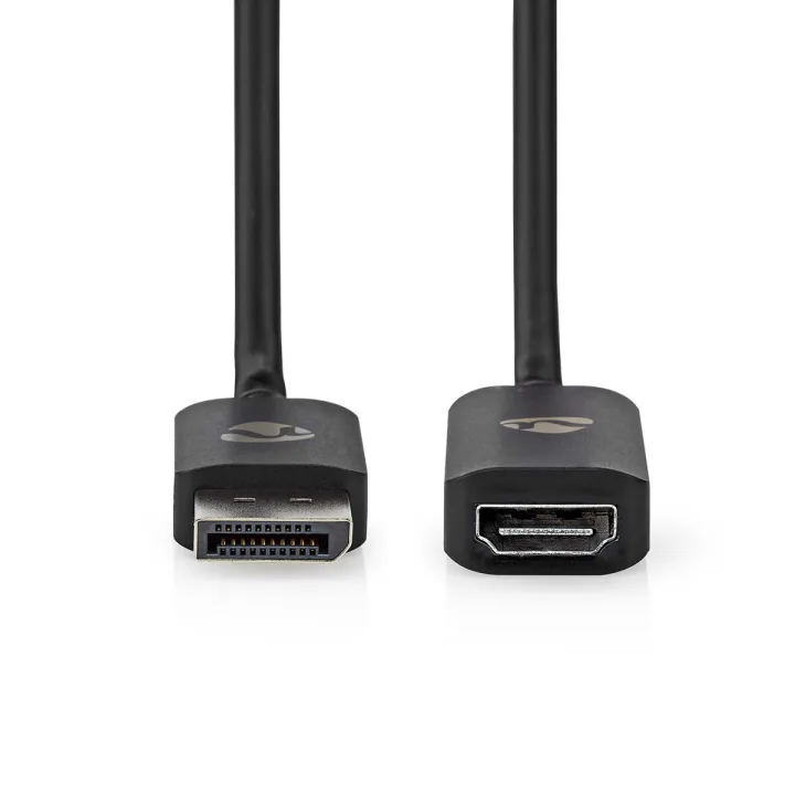 Nedis 0,2 m Displayport-Stecker- HDMi Ausgang, 8K@30Hz | Vernickelt | Gerade | 0.20 m | Rund | TPE | PVC | Schwarz | Umschlag