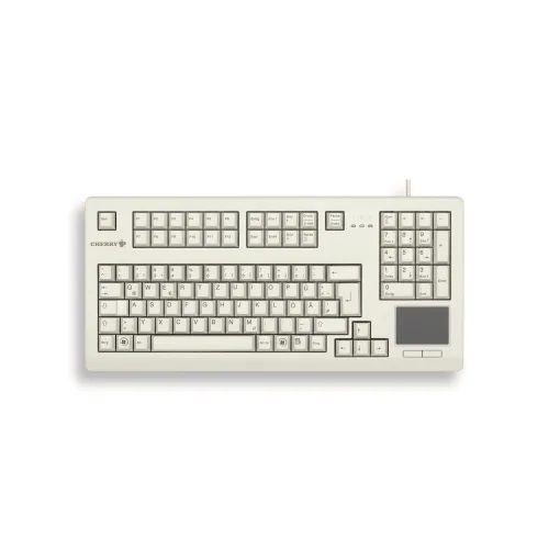 Cherry TouchBoard G80-11900, hellgrau Kompakte Tastatur mit integriertem Touchpad, USB-Anschluss