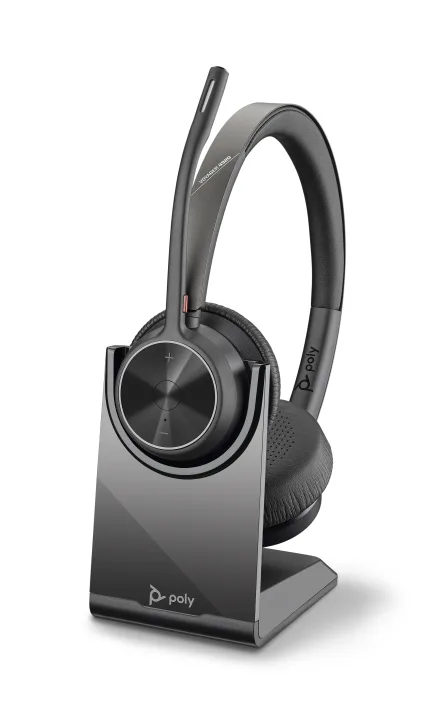 Poly Plantronics Voyager 4320 UC Bluetooth Headset, Binaural, Nano Dongle mit USB-A Anschluss, Ladestation