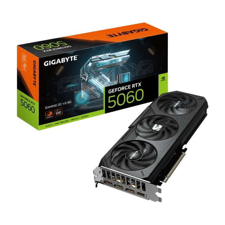 GIGABYTE GeForce RTX 5060 Gaming OC V2 8G Grafikkarte - 8GB GDDR7, HDMI, 3x DP