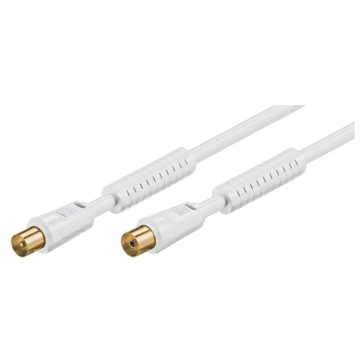 Goobay Antennenkabel 5,0 m, weiss, mit Ferrite (80 dB), 2x abgeschirmt
