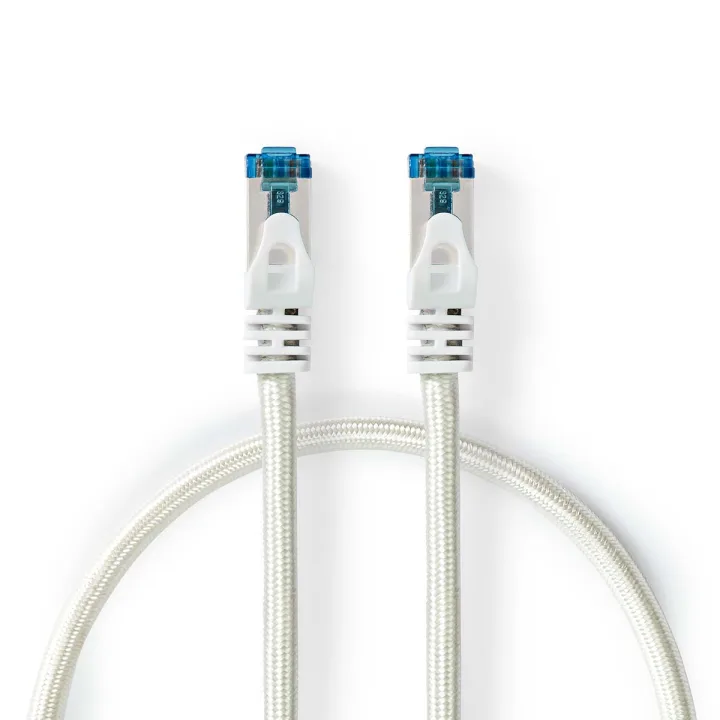 Nedis Cat 6a Kabel S/FTP | RJ45 Stecker | RJ45 Stecker | 2m | Snagless | Rund | Geflochten / PVC | Silber | Verpackung mit Sichtfenster