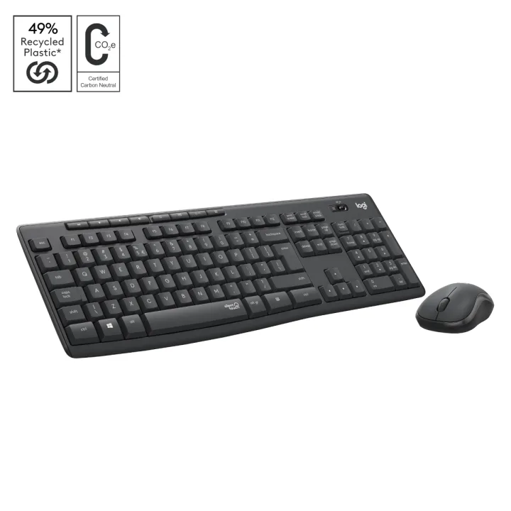 Logitech MK295 Desktopset, US-Layout, kabellos, Spritzwassergeschützt, SilentTouch-Technologie, 8 Sondertasten