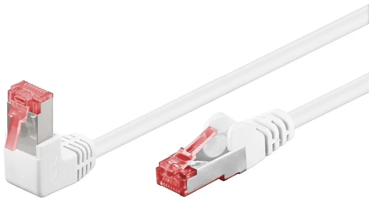 Goobay CAT 6 Patchkabel 1x 90° gewinkelt, S/FTP (PiMF), Weiß, 3m