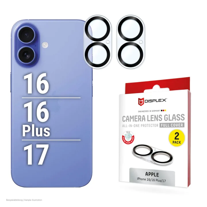 DISPLEX CamGlass All-In-One iPhone 16/16 Plus/17 2 Stück