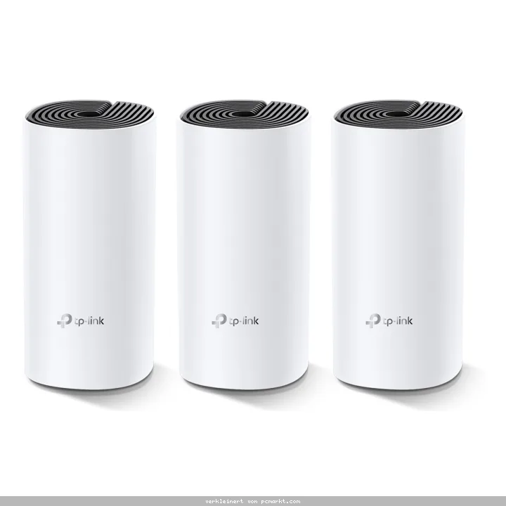 TP-Link Deco M4 WLAN Mesh System, 3er Set AC1200 Dual-Band, 2x Gb LAN/WAN (pro Einheit)