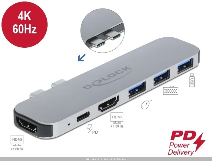 Delock Dockingstation für MacBook Dual HDMI 4K / PD / Hub