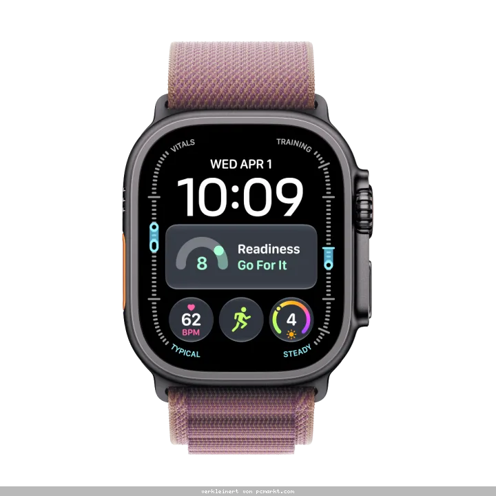 Apple Watch Ultra 4 Cellular 49mm Schwarz Titan Case Schwarz Titan Case Burgunder Alpine Loop - L