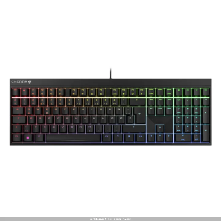 Cherry XTRFY MX 2.0S Gaming-Tastatur, Kabelgebunden, schwarz RGB-Beleuchtung, Gold-Crosspoint-Präzisionsschalter