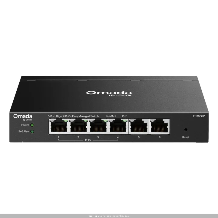 TP-Link Omada ES206GP Easy Managed Switch 6-Port, Smart Managed, 6x Gigabit RJ45, 4x PoE+ (bis zu 65 W)
