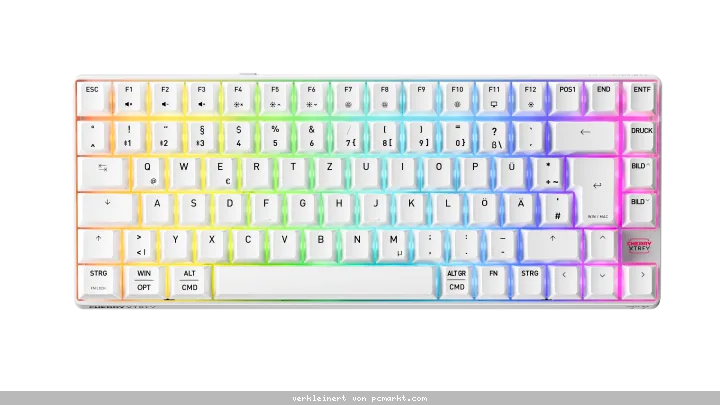 CHERRY XTRFY Gamingtastatur K33 Compact Wireless Mem-chanical Switches, 75%-Format, 3 Verbindungsmodi, IP54 Staub- und Spritzwasserschutz, RGB-Beleuch