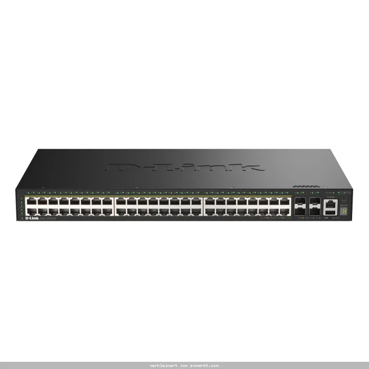 D-Link DGS-1530-52P Smart Managed Switch 48x Gigabit Ethernet (PoE+, max. 370 W), 4x 10G SFP+, 1x USB 2.0, 1x Konsolen-Port