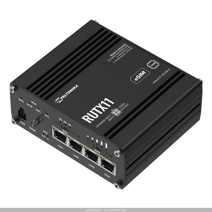 Teltonika RUTX11 Mobilfunk-Router 4G/LTE (Cat 6), 3G, Dual-SIM, WiFi 5 Dual-Band, Bluetooth 4.0 LE, 3x 1G LAN, 1x 1G WAN