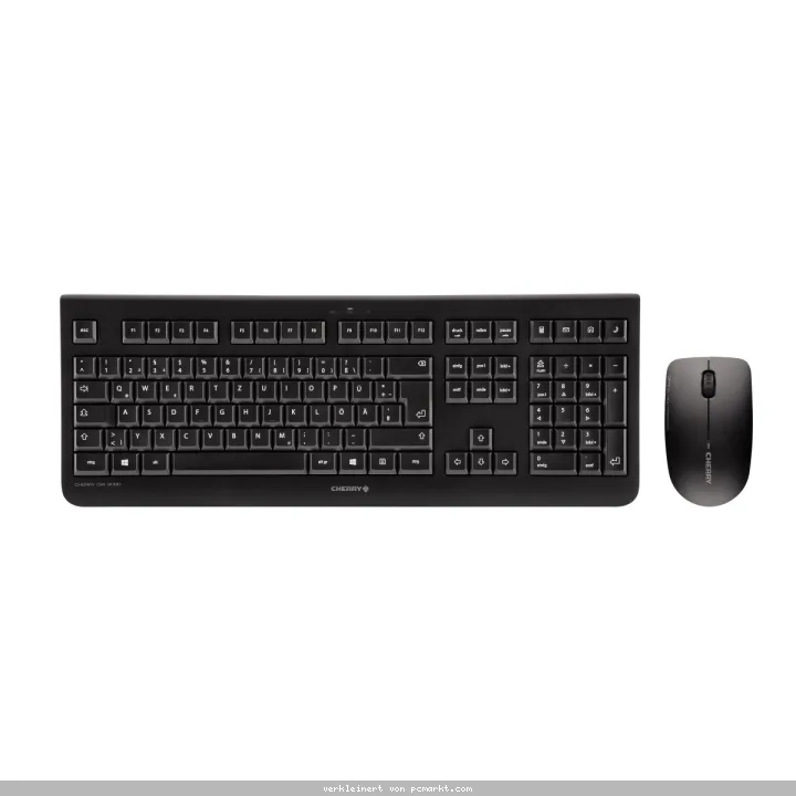 CHERRY kabelloses Desktop Set DW 3000 , Flüsteranschlag, Laser-Beschriftung, Nano-USB-Empfänger, schwarz