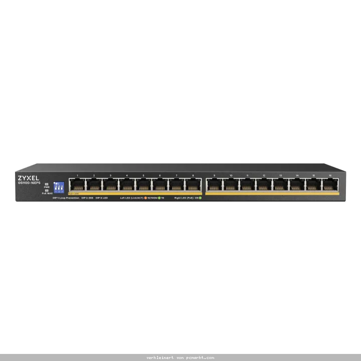 Zyxel GS1100-16EPS Unmanaged Switch 16-Port, 16x Gigabit Ethernet (PoE+, bis zu 135W)