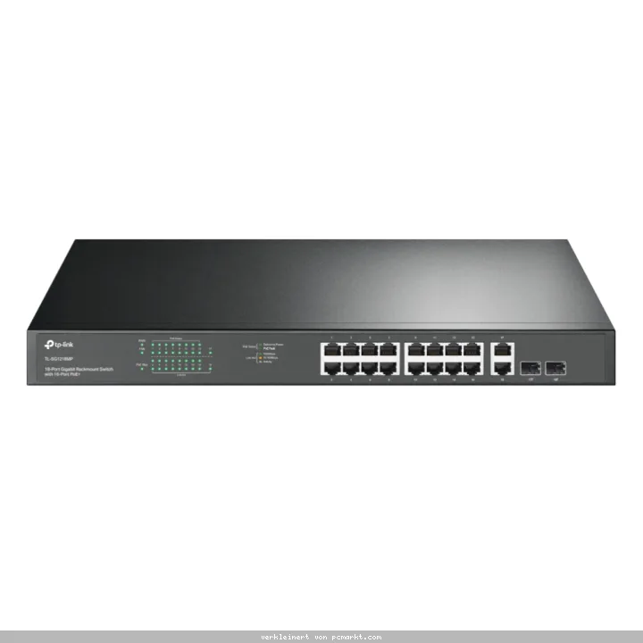 TP-Link TL-SG1218MP Netzwerk-Switch 20-Port, Unmanaged, 16x Gigabit RJ45, 2x Combo Gigabit RJ45/SFP, 16x PoE+, 250W