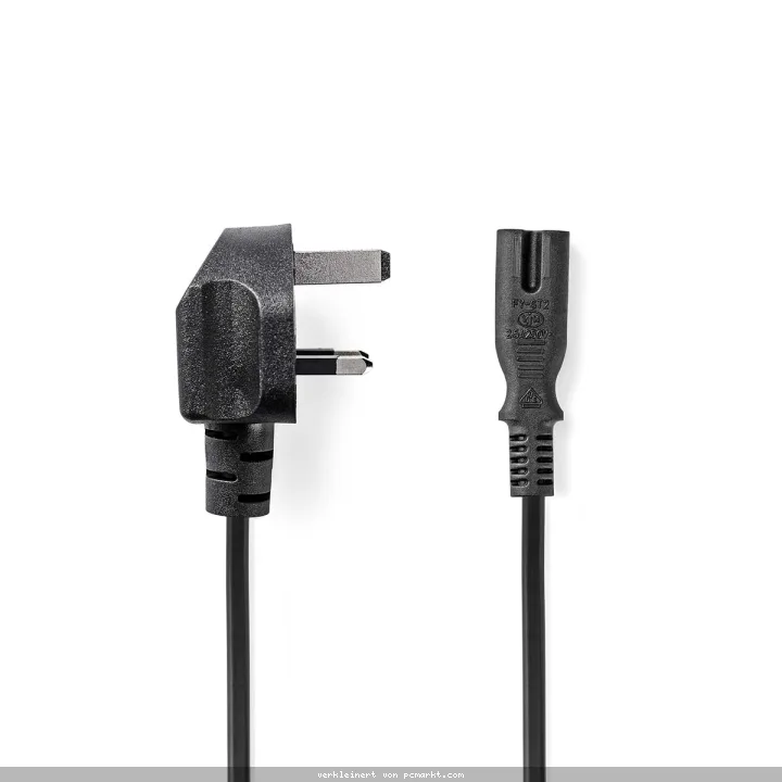 Nedis UK Stromkabel | UK Stecker | IEC-320-C7 | 2.00 m | Ja 2x 0.75 mm² | Kupfer | Rund | Vernickelt | GB | PVC | Netzstecker: UK / Typ G | 250 V AC |