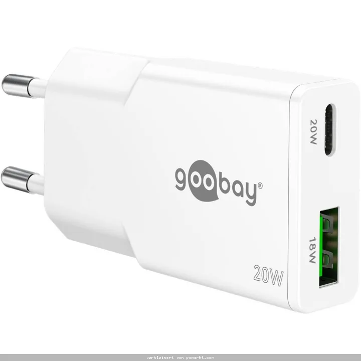 Goobay USB-C™ PD GaN Dual-Schnellladegerät Slim (20 W) weiß