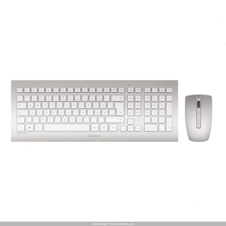 CHERRY DW 8000 kabelloses Tastatur- und Maus-Set, silber / weiß, mit abriebfester Laserbeschriftung