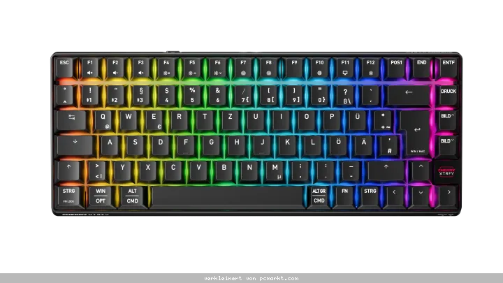 CHERRY XTRFY Gamingtastatur K33 Compact Wireless Mem-chanical Switches, 75%-Format, 3 Verbindungsmodi, IP54 Staub- und Spritzwasserschutz, RGB-Beleuch