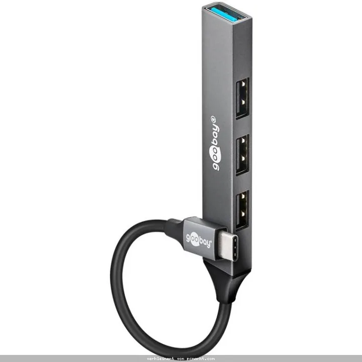 Goobay Slim 4-Port USB-Hub, USB-C™ auf USB-A, 5 Gbit/s