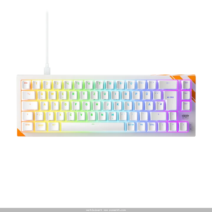 Cherry Xtrfy Tastatur K5 Pro TMR Compact, Kabelgebunden, weiß 65%-Design, Hot-swappable CHERRY MK Crystal Magnet-Schalter, Strip-LED-ARGB-Beleuchtung