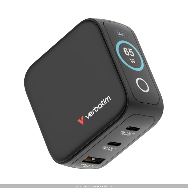 Verbatim Mini GaN Charger 65W with Display