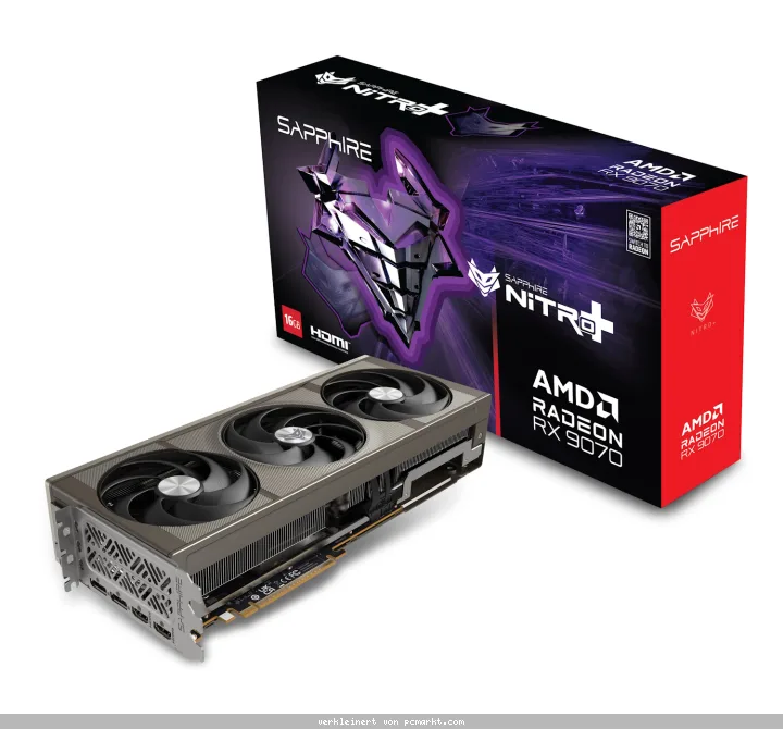 SAPPHIRE NITRO+ AMD RADEON RX 9070 GAMING OC Grafikkarte - 16GB GDDR6, 2x HDMI, 2x DP