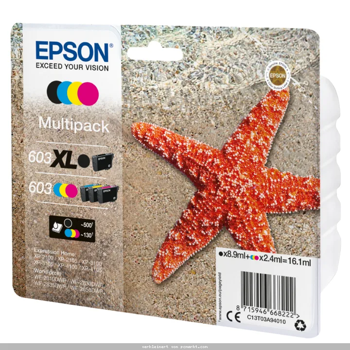 Epson 603XL Tintenpatronen 4er-Pack 4x Farben Für Kompatibilität, siehe Artikel-Beschreibung | 4x Tintenpatronen: Schwarz, Magenta, Gelb & Cyan