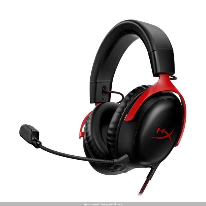 HyperX Cloud III - Gaming-Kopfhörer, schwarz-rot, kabelgebunden, 3,5 mm, USB-C und USB-A, 10-mm-Mikrofon