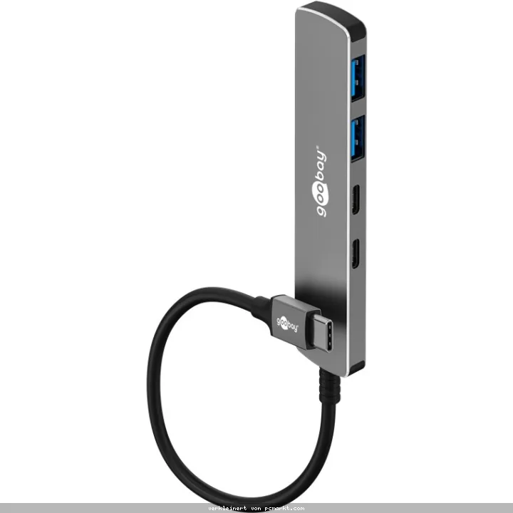 Goobay Slim 4-Port USB-Hub, USB-C™ auf USB-C™/USB-A, 5 Gbit/s