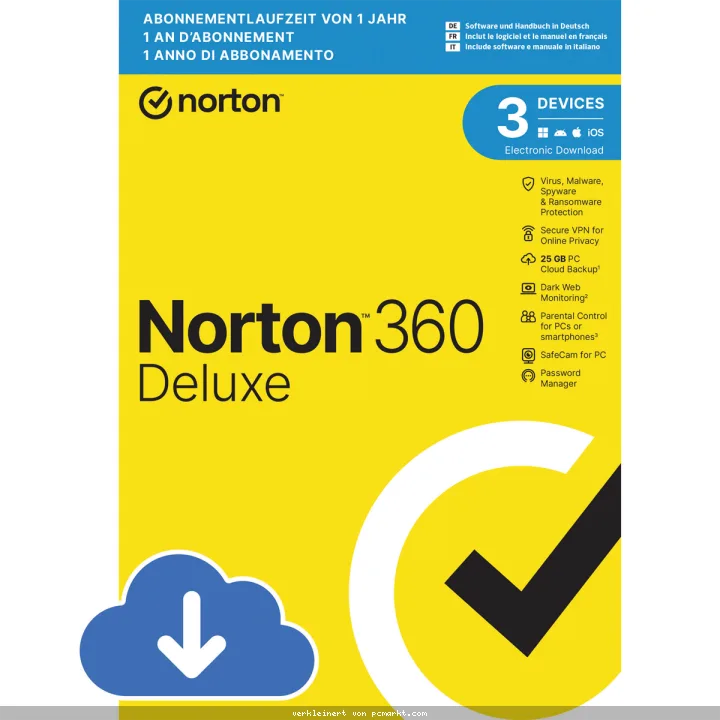 Norton 360 Deluxe [3 Geräte - 1 Jahr - 25GB]