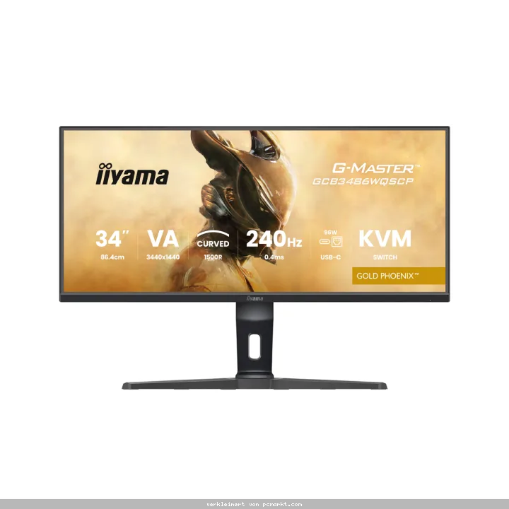 Iiyama GCB3486WQSCP-B1 Gaming Monitor 34" UWQHD VA, 240 Hz, 0.4 ms MPRT, USB-Hub, USB-C (PD 95W), RJ45, AMD FreeSync Premium