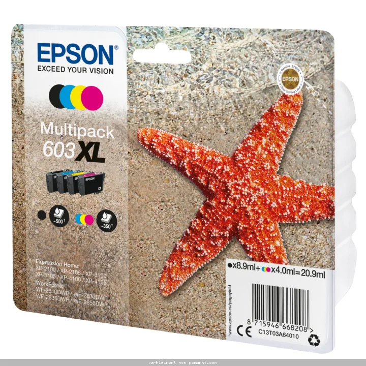 Epson 603XL Tintenpatronen 4er-Pack 4x Farben Für Kompatibilität, siehe Artikel-Beschreibung | 4x Tintenpatronen: Schwarz, Magenta, Gelb & Cyan