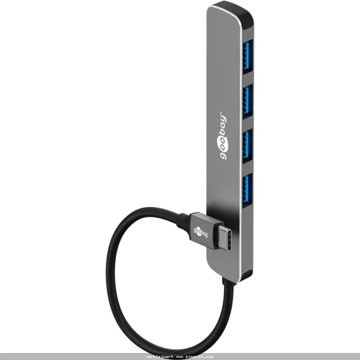 Goobay Slim 4-Port USB-Hub, USB-C™ auf USB-A, 5 Gbit/s