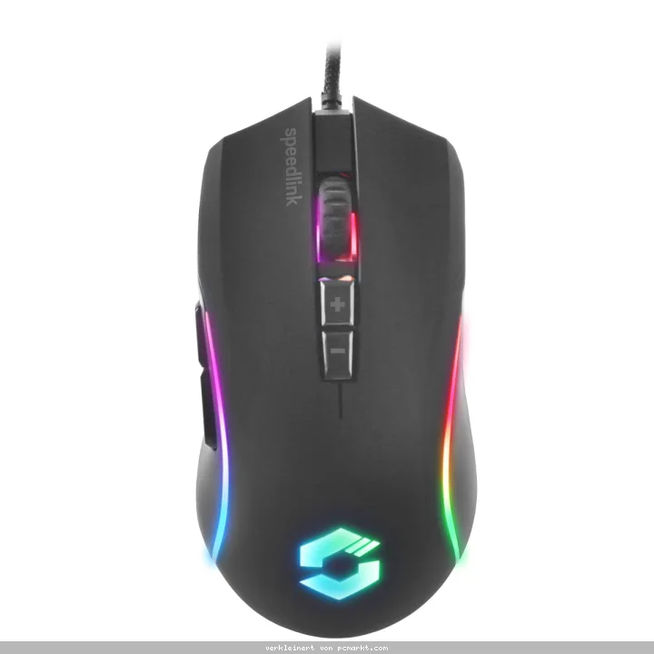 Speedlink ZAVOS Gaming Mouse, 7 Tasten, Mehrfarbige Beleuchtung, Bis zu 3.200dpi Auflösung, Gummierte Oberfläche
