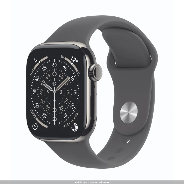 Apple Watch Series 11 Cellular 42mm Natur Titan Gehäuse mit Steingrau Sport Band - M/L