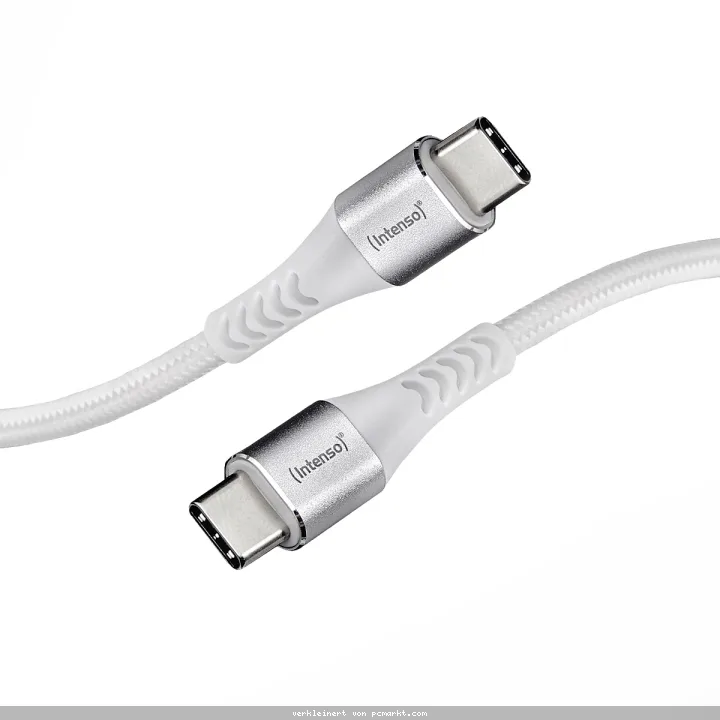 Intenso USB-Kabel C315C Nylon 1,5m weiß, USB-C Anschluss - unterstützt Schnelladen (PD) bis 60W