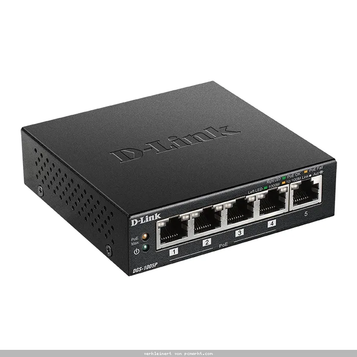 D-Link 5-Port Desktop Gigabit PoE+ Switch (DGS-1005P)