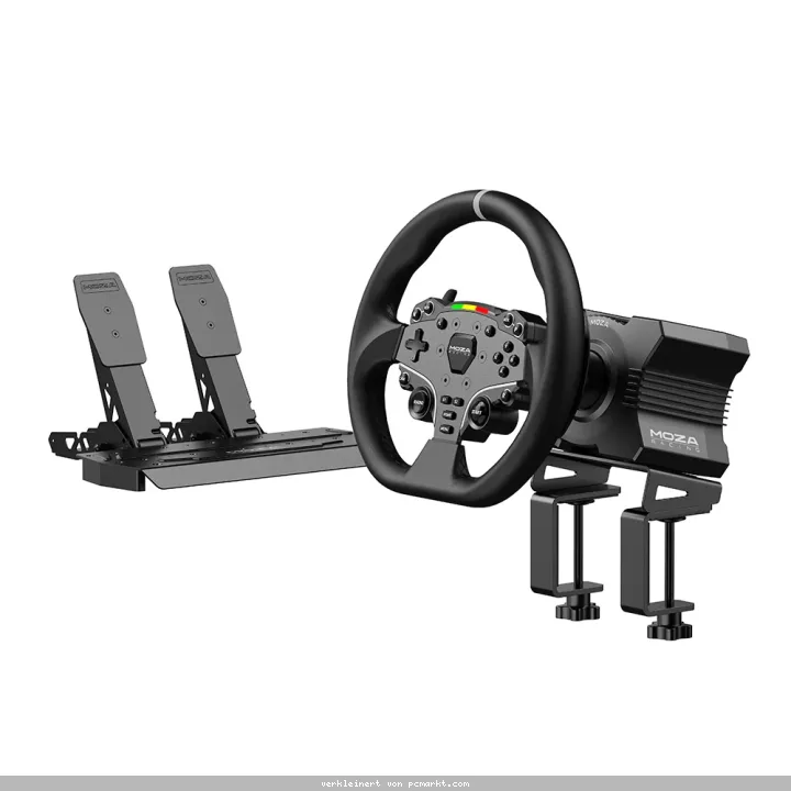 MOZA R5 Racing Bundle Lenkrad- und Pedalset für Racing-Simulatoren, realistisches Fahrgefühl, Wheelbase mit 5,5 Nm Drehmoment, 280mm Lenkrad