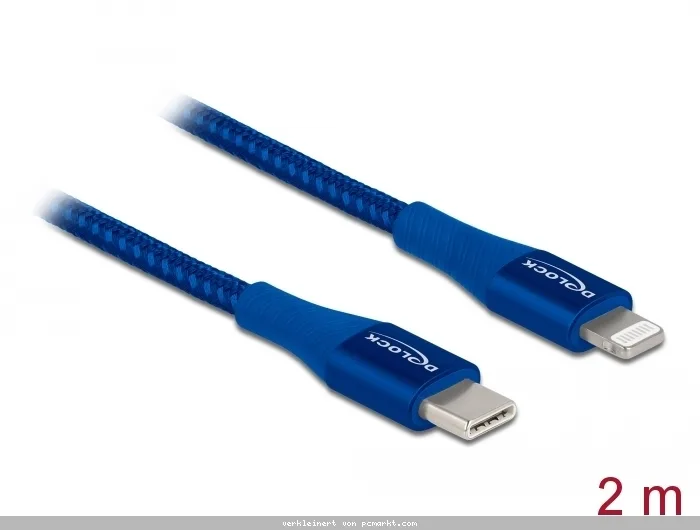 Delock Daten- und Ladekabel USB Type-C™ zu Lightning™ für iPhone™, iPad™ und iPod™ blau 2,0 m MFi