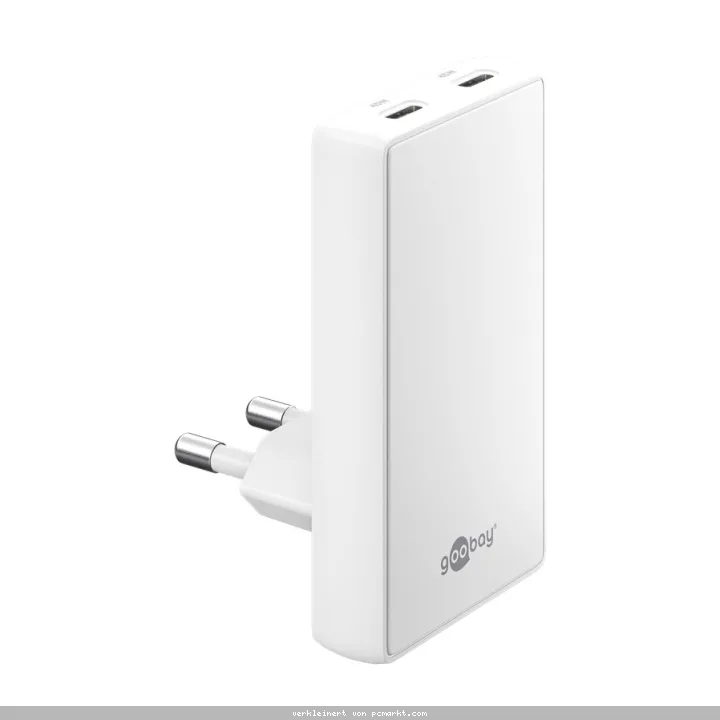 Goobay USB-C™ PD GaN Dual-Schnellladegerät 90° Flat (45 W) weiß