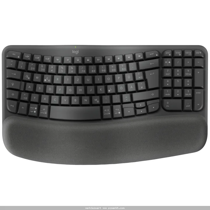 Logitech WAVE KEYS, schwarz - Kabellose ergonomische Tastatur mit gepolsterter Handballenauflage